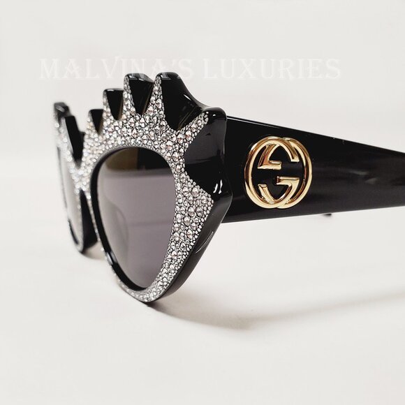 GUCCI SUNGLASSES GG0781S HOLLYWOOD FOREVER CRYSTAL CAT EYE ACETATE $1,200 main image 7